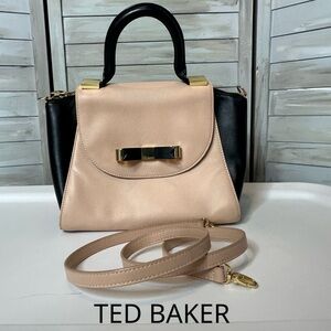 Ted Baker Betsie Bow Leather Mini Tote Bag Tan Taupe + Black detachable strap